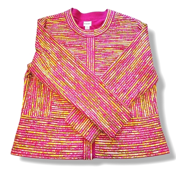 Chico's Textured Multicolored Cotton Business Casual Formal Coat Blazer Size XL - Picture 6 of 14